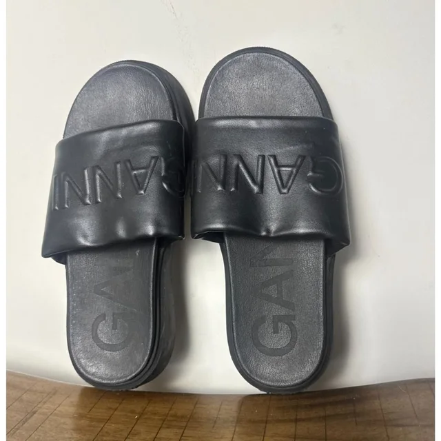 GANNI Platform Slide Sandals Logo Slip On Womens 8 Eu 39 in black from Poshmark