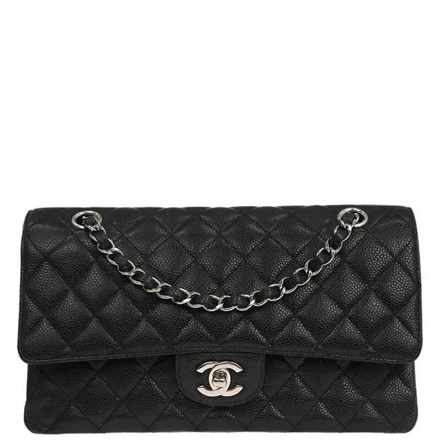 Chanel 2014 Black Caviar Skin Medium Classic Double Flap Shoulder Bag in Black Caviar leather from AMORE Vintage Tokyo
