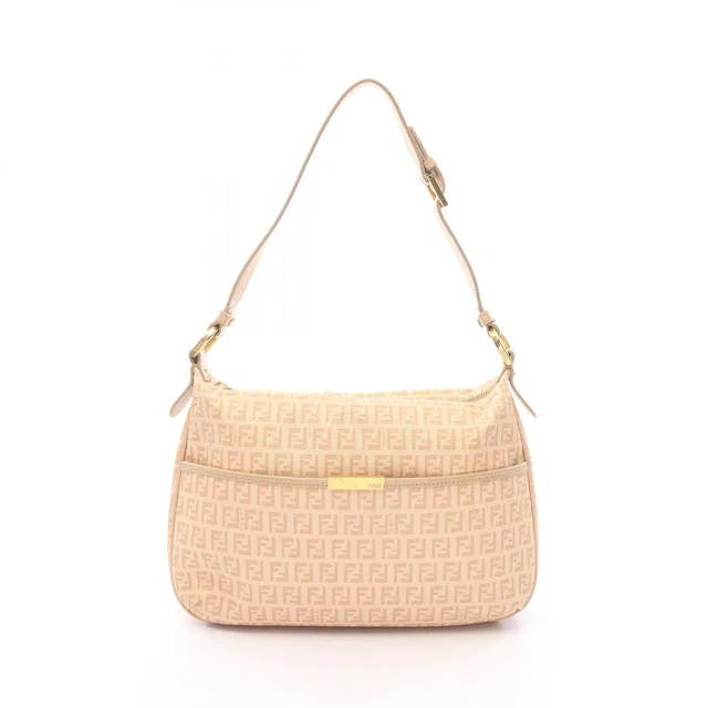 Fendi Shoulder Bag Zucchino Beige Canvas Leather in Beige Canvas from The Reluxe