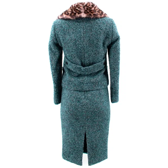Gucci Green Alpaca & Wool Tweed Suit with Removable Mink Fur Collar in Green Tweed from HEWI