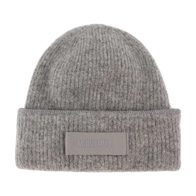 Jacquemus Acu00666ak00227-970 Ribbed Wool Beanie — Gray Beanies in Grey Wool from HEWI