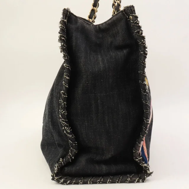 Chanel Circa 2005 Denim Night Flight Chain Tote Bag Indigo from VINTAGE QOO TOKYO, photo 3 of 12