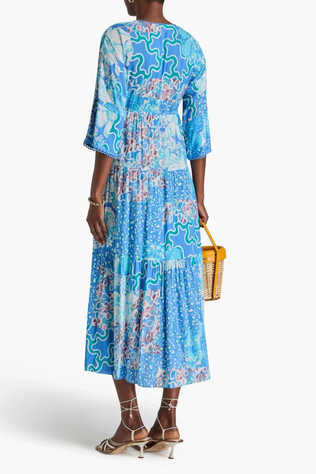Diane von Furstenberg Boris Printed Woven Midi Dress in Light blue, photo 3 of 6 from THE OUTNET
