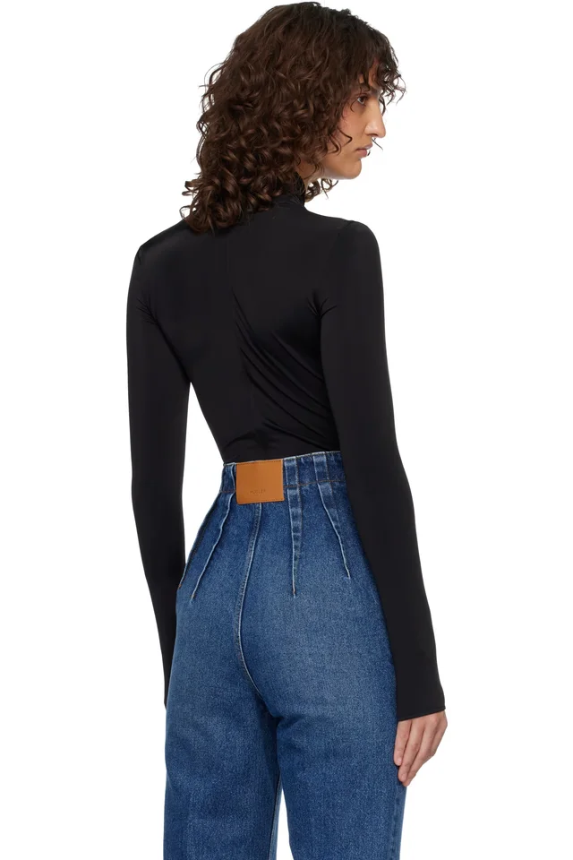 Mugler Black Scarf Bodysuit, photo 3 of 5 from SSENSE