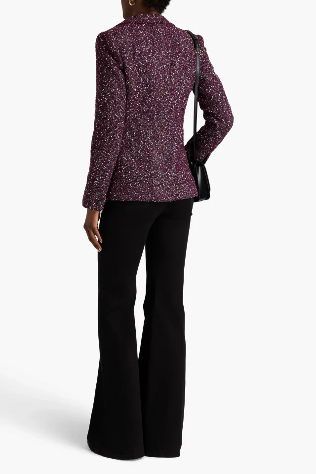 Rag & Bone Preston Double-Breasted Wool-Blend Bouclé-Tweed Blazer in Red, photo 3 of 4 from THE OUTNET