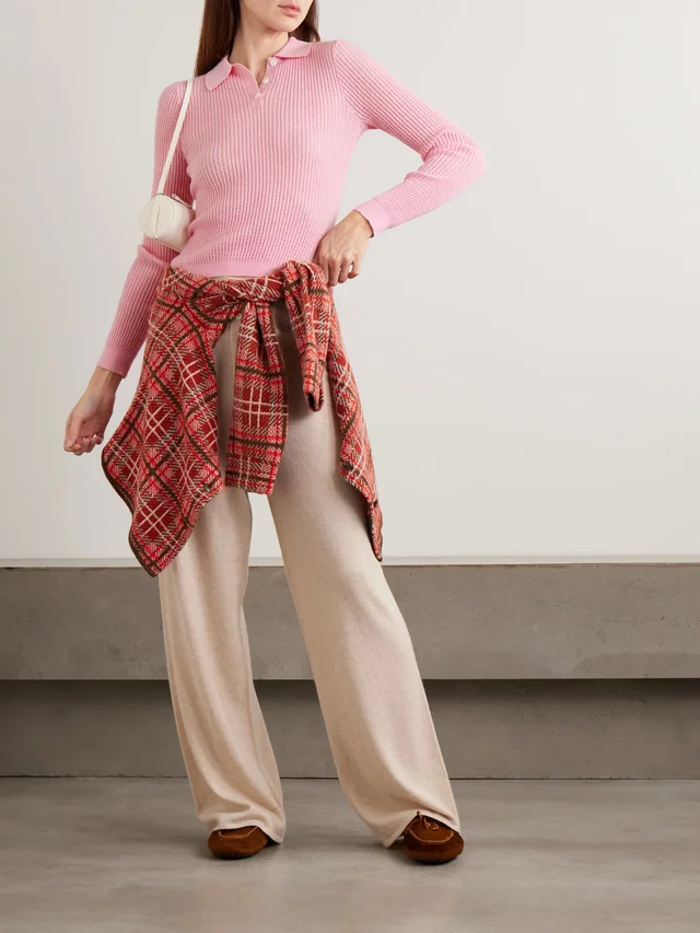 Ribbed cashmere polo shirt in Pink, image 1 of 1 from NET-A-PORTER (Canada)