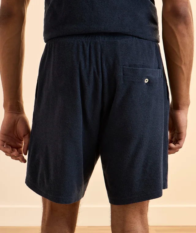 Frescobol Carioca Augusto Terry Cotton Shorts in Dark Blue Cotton & Cotton Blends, photo 3 of 5 from Harry Rosen