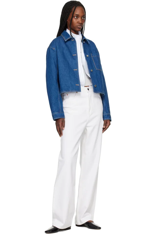 Maison Kitsuné Blue Cropped Denim Jacket, photo 4 of 4 from SSENSE
