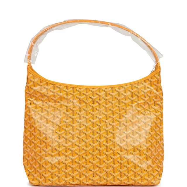 Goyard Goyardine Yellow Boheme Hobo Bag Palladium Hardware in Yellow Calfskin from Madison Avenue Couture