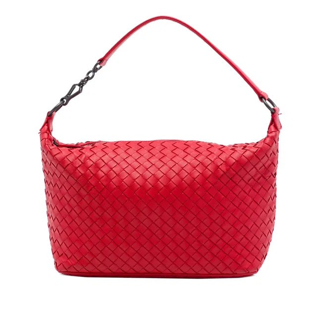 Red Bottega Veneta Nappa Intrecciato Shoulder Bag in Red Nappa leather from Designer Revival