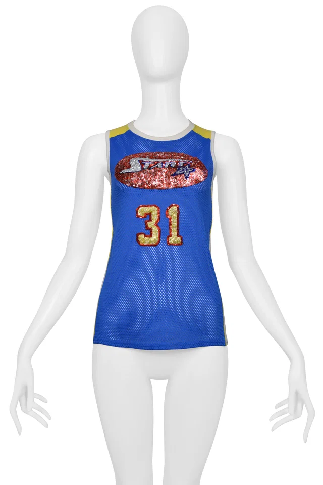 Dolce & Gabbana Blue Sports "Stars" Jersey With Sequins C. 2004 in Blue from Resurrection Vintage