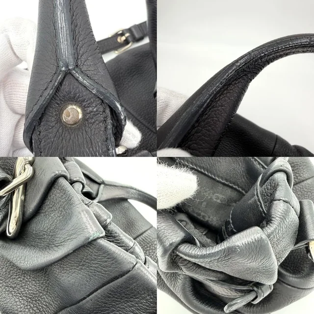 Celine 2-Way Pillow Shoulder Bag Leather Black Silver in Black Leather from The Reluxe, photo 2 of 2