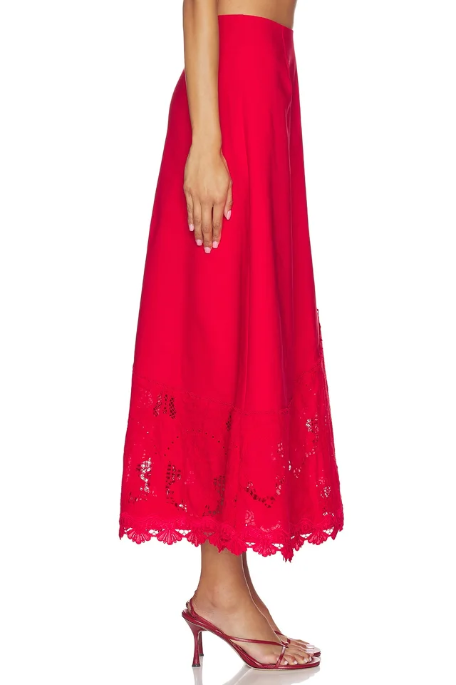 ELLIATT Giovanna A-line Maxi Skirt in Red, photo 3 of 6 from REVOLVE (Canada)