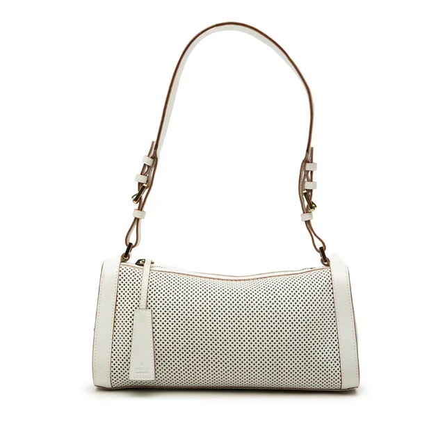 White Gucci Perforated Leather Shoulder Bag in White Leather from Designer Revival