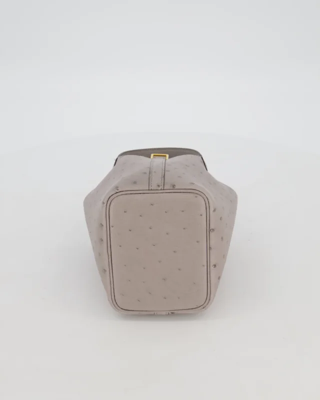 HOT* Hermès Micro Picotin Lock Bag in Grey Ostrich from Sellier, photo 12 of 13