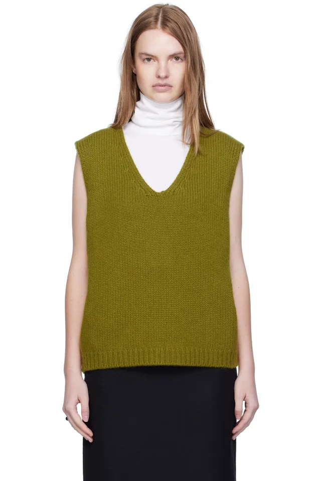 Arch The Green Cashmere Knit Vest, image 1 of 1 from SSENSE