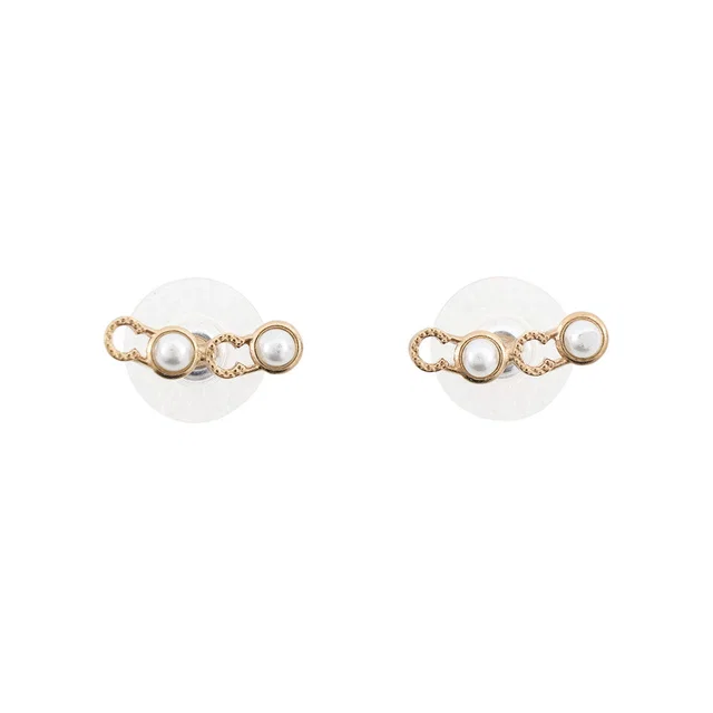 Chanel COCO logo earrings Gold Metal Faux Pearl in Gold from GALLERY RARE