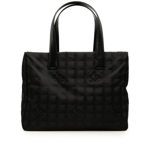 Black Chanel New Travel Line Nylon Tote in Black Nylon from Designer Revival
