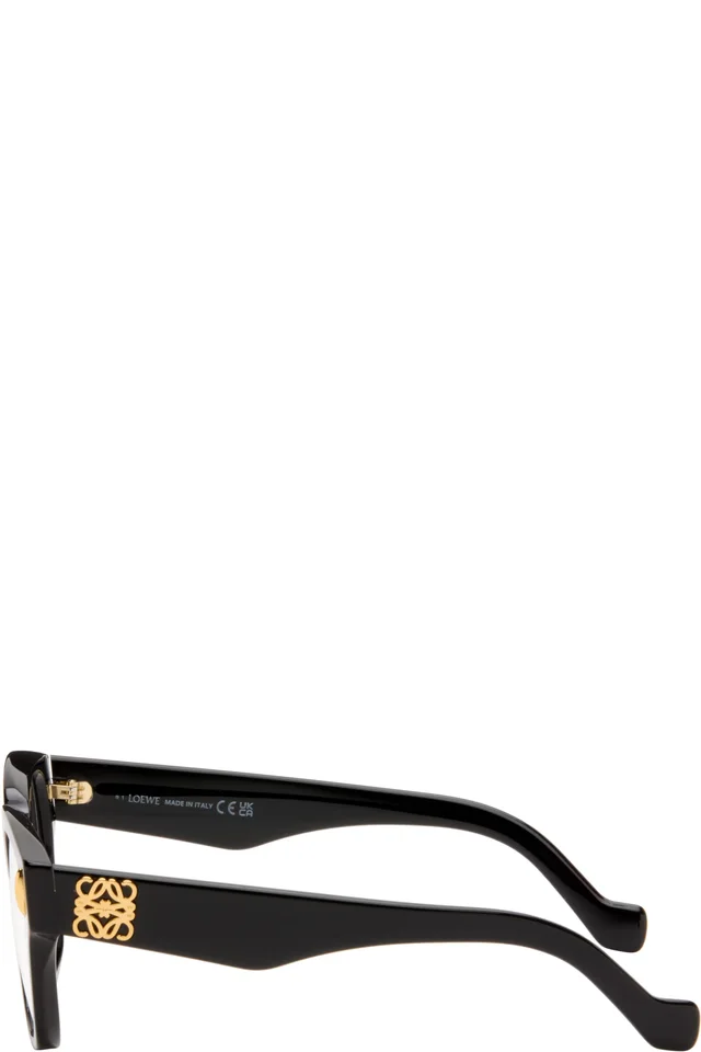 LOEWE Black Anagram Logo Rectangle Glasses, photo 3 of 4 from SSENSE