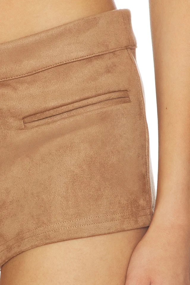 MORE TO COME Graysen Faux Suede Short in Tan, photo 6 of 6 from REVOLVE (Canada)