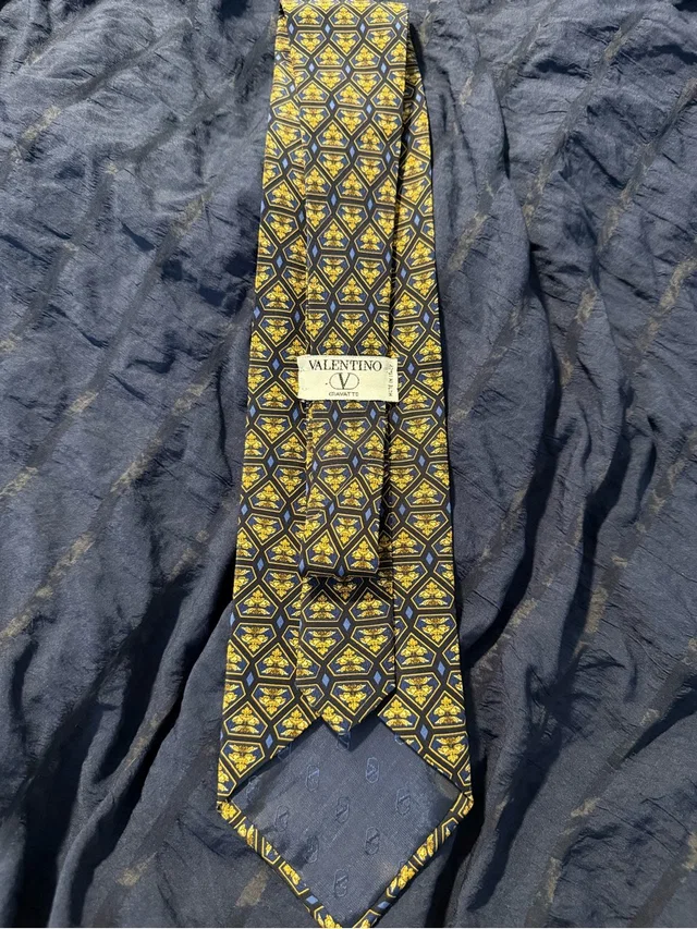 Valentino Garavani Navy And Yellow Geometric Silk Tie in yellow|blue Silk from Poshmark