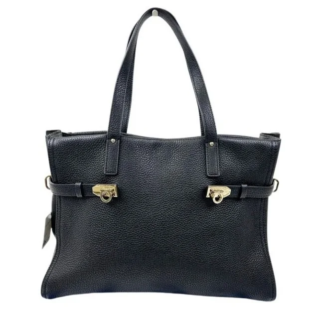 Ferragamo Gancini 21 F074 Shoulder Bag, Black Calfskin, Women's Tot... in black Calfskin from Poshmark