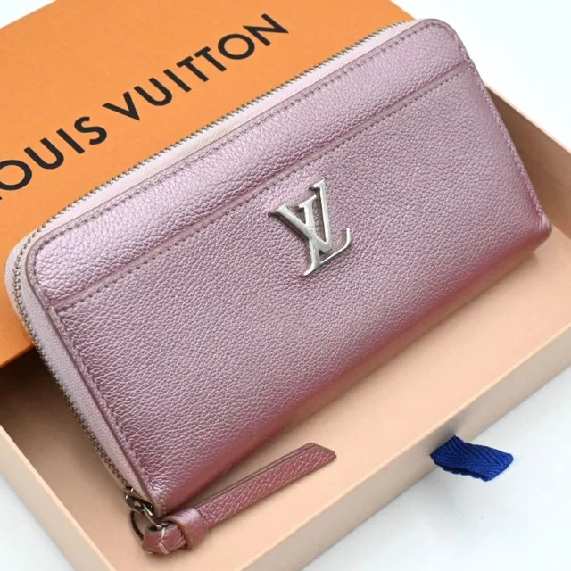 Louis Vuitton Wallet Lockme Zippy Crystal Rose in Pink Leather from The Reluxe