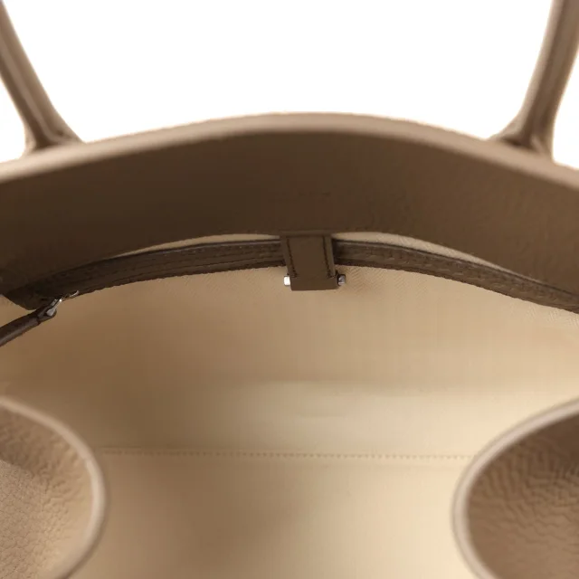 The Row Soft Margaux 12 Bag Smoked Taupe Calfskin Silver Hardware in Taupe Calfskin from Madison Avenue Couture, photo 10 of 12