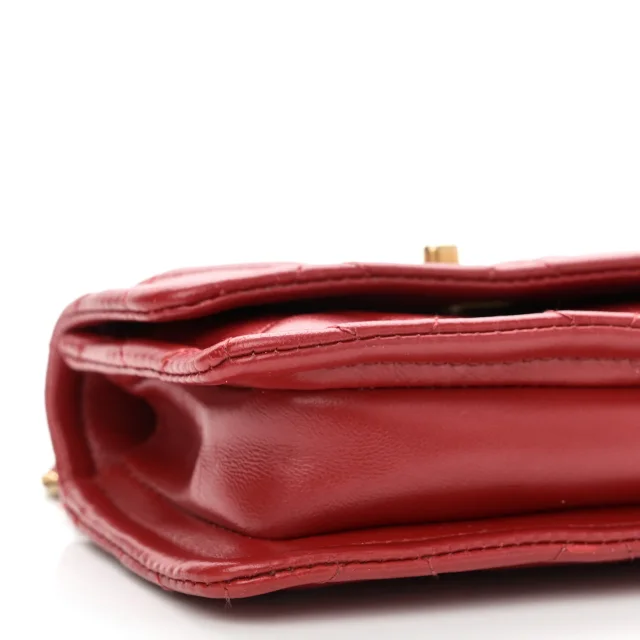 Chanel Shiny Lambskin Quilted Extra Mini Flap Red in Red Lambskin from FASHIONPHILE, photo 9 of 10