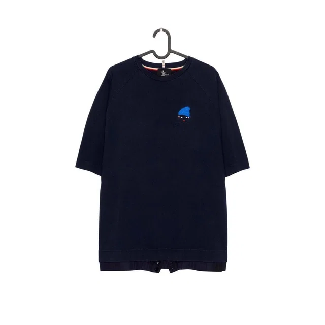 Moncler Grenoble Chest Knit Logo Navy Blue Tee Shirt, Men's (Size XL) in blue from Grailed