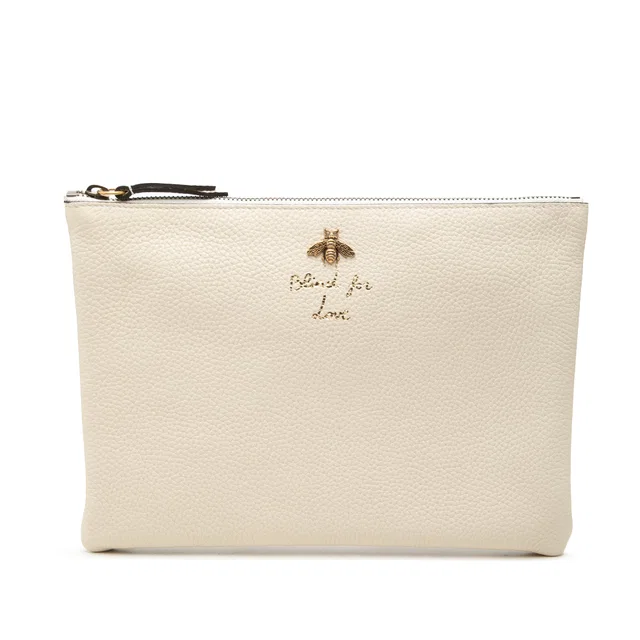 White Gucci Calfskin Blind For Love Clutch in White Calfskin from Designer Revival