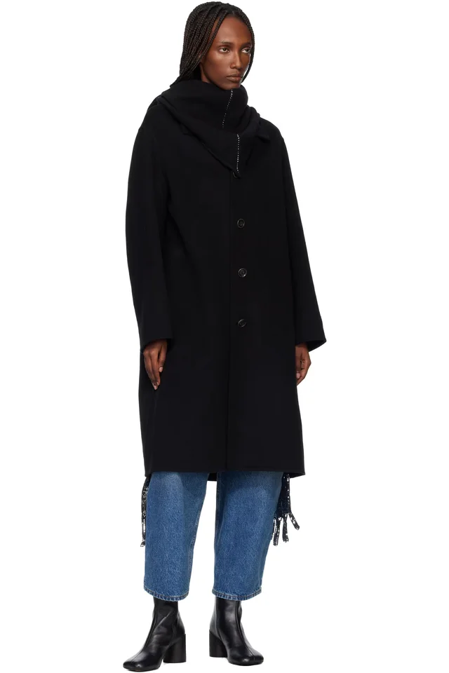MM6 Maison Margiela Black Wool-Blend Scarf, photo 3 of 3 from SSENSE