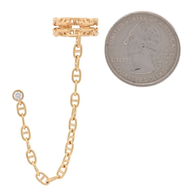 Hermès 18K Yellow Gold Chaine D'Ancre Calypso Right Single Climber Earring in Yellow from FASHIONPHILE, photo 2 of 5