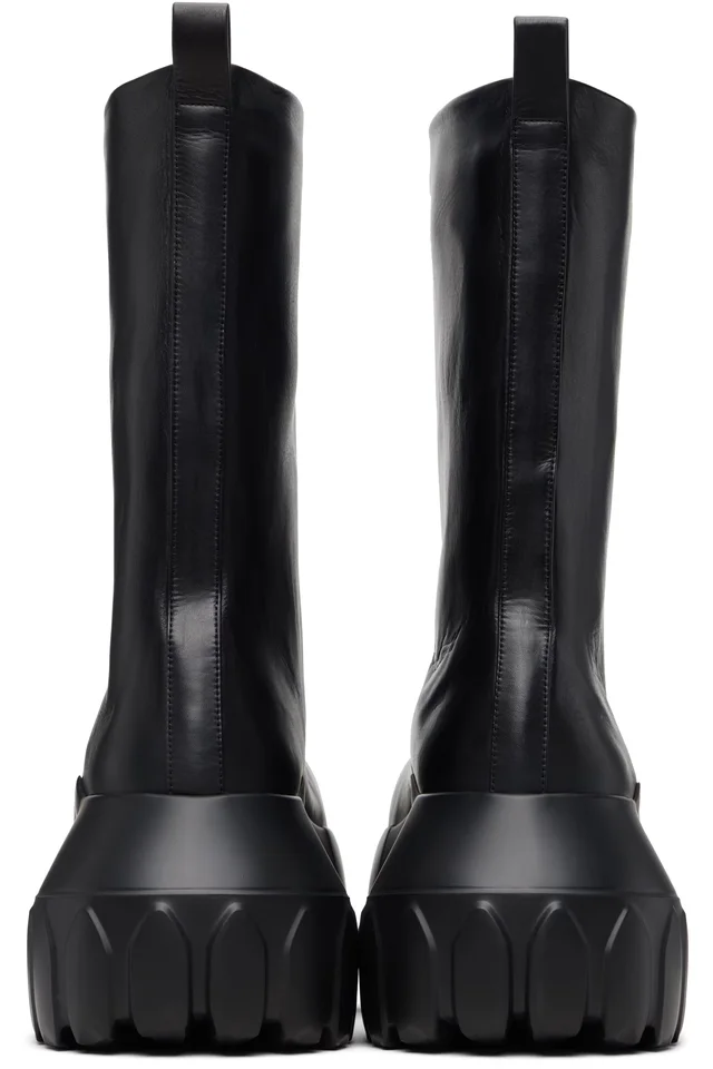 Rick Owens Black Temple Flared Mega Tractor Boots, photo 2 of 5 from SSENSE