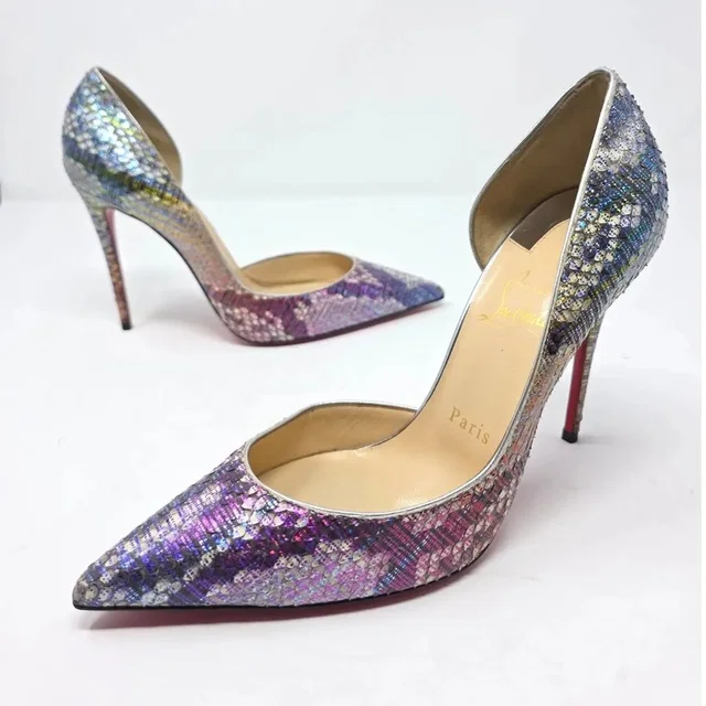 Christian Louboutin Iriza Snakeskin Pointed Toe Heels 38 8 in multicolor Leather from Grailed