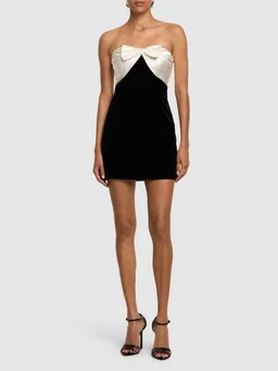 Alessandra Rich Heart neckline dress with bow in 75% Viscose, 15% Silk, 10% Elastane, photo 2 of 5 from LUISAVIAROMA