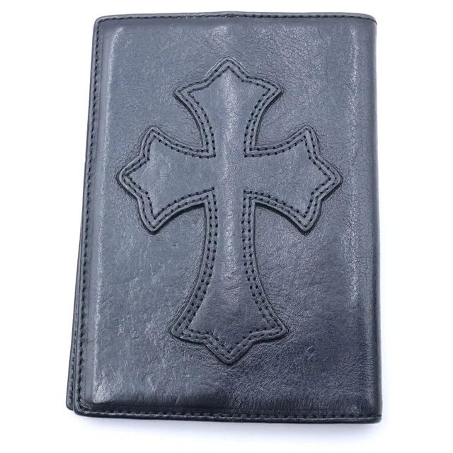 Chrome Hearts Passport Cover Case with Cross Patch Black in Black from The Reluxe