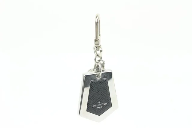 Louis Vuitton Silver x Black Taiga Keychain Bag Charm Pendant in Black Leather from Bagriculture