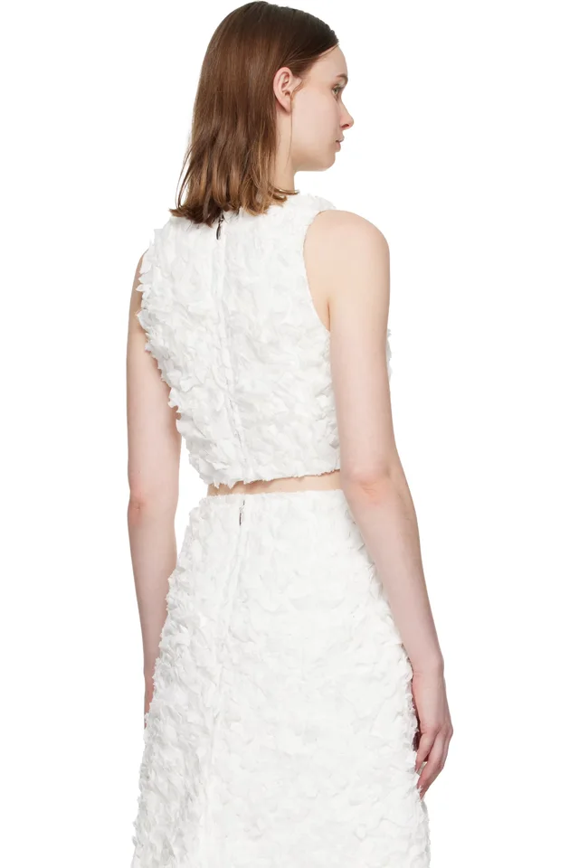 SHUSHU/TONG White Ruffle Trim Sleeveless Top, photo 3 of 4 from SSENSE