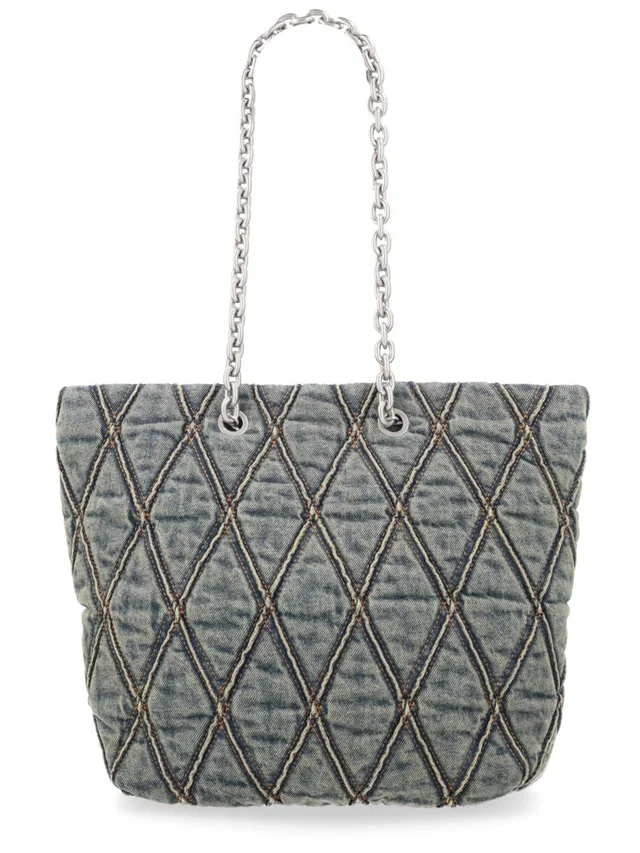 Diesel Quilted Denim Shoulder Bag — Blue Cotton in Blue Denim from HEWI