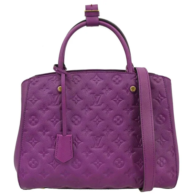 Louis Vuitton Purple Monogram Montaigne MM 2way Shoulder Tote M41046 in Purple Leather from AMORE Vintage Tokyo