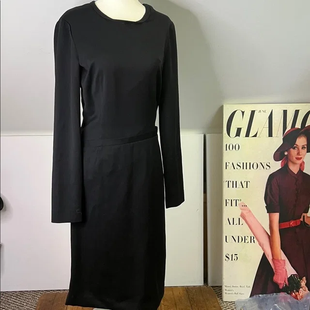 Jil Sander Jill Sanders Dress Elegant Black Long Sleeve Midi Classic Dress in black from Poshmark