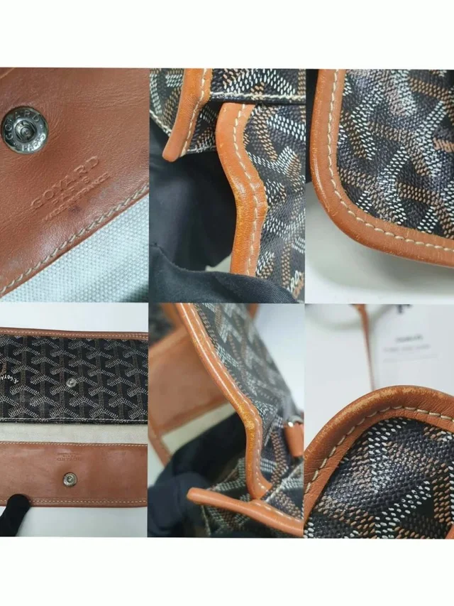 Goyard St Louis Gm Tote Black Tan Chevron Canvas Large Designer Bag in black|brown|neutral Canvas from Poshmark, photo 8 of 11