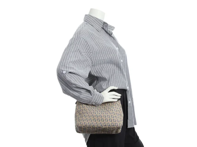 Fendi Vintage Blue and Cream Canvas Zucca Pochette in White Canvas from Ann's Fabulous Finds, photo 9 of 9
