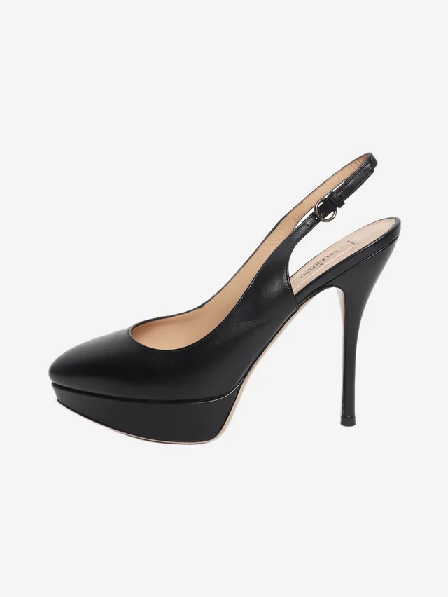 Valentino Garavani Black leather slingback pumps - size EU 39 in Black Leather from Sign of the Times