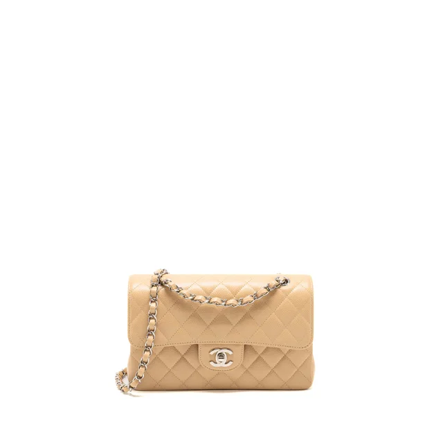 Chanel Small Classic Double Flap Bag Caviar Beige SHW (microchip) in Beige Caviar leather from EMIER