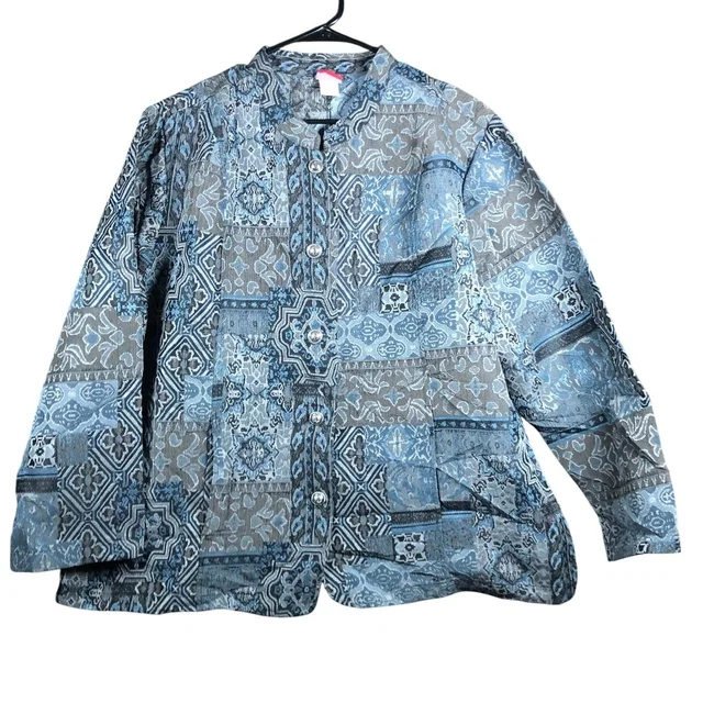 Tudor Vintage Tutor Court Womens Jacket Blue Tapestry Boho 100% Polyester Xx in blue from Poshmark