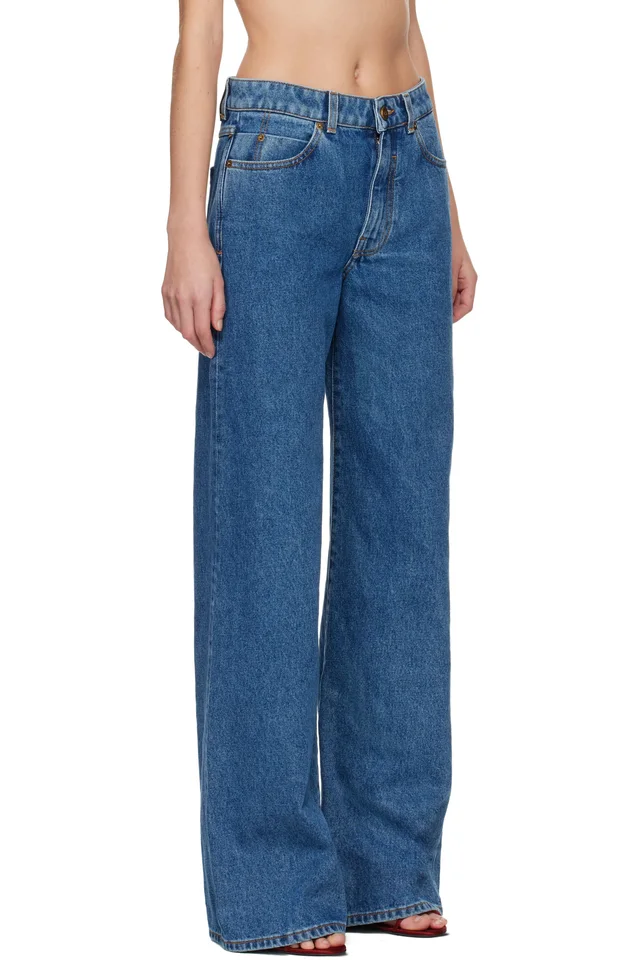 BALMAIN Blue Straight-Leg Jeans, photo 2 of 4 from SSENSE