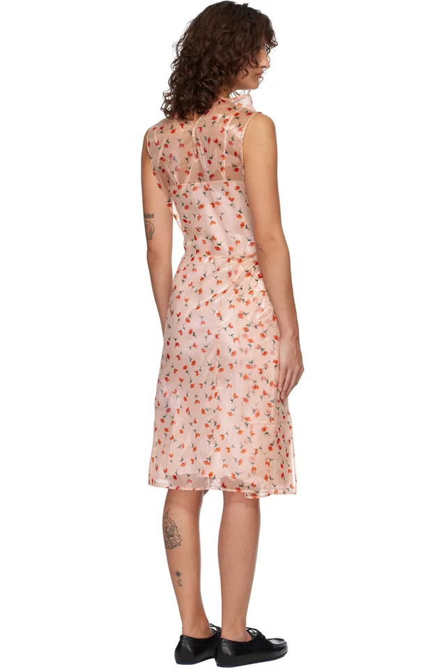 Jil Sander Pink Floral Lined Midi Dress, photo 3 of 3 from SSENSE