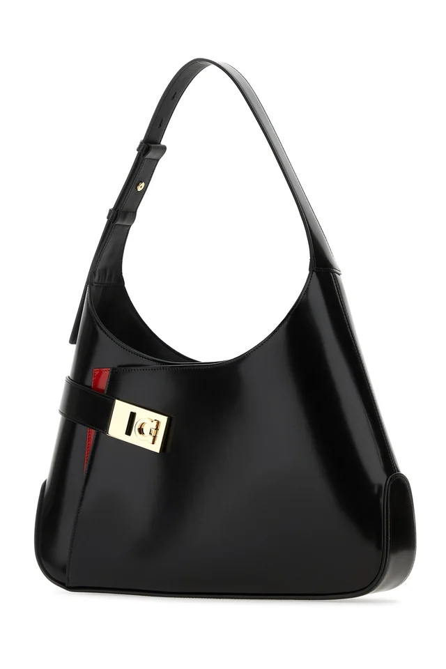 Ferragamo Neroflamered Shoulder Bag — Black Leather in Black Leather from HEWI, photo 2 of 2